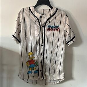Simpsons Trouble Maker Baseball Jersey with Cartoon Graphic